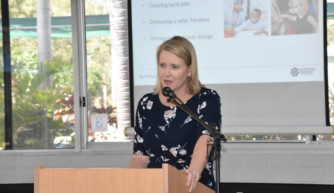 BUDGET PLAN: Treasurer Nicole Manison addressed a packed room at the Katherine Country Club over lunch today, discussing the NT Government's plan to return the budget to balance. 