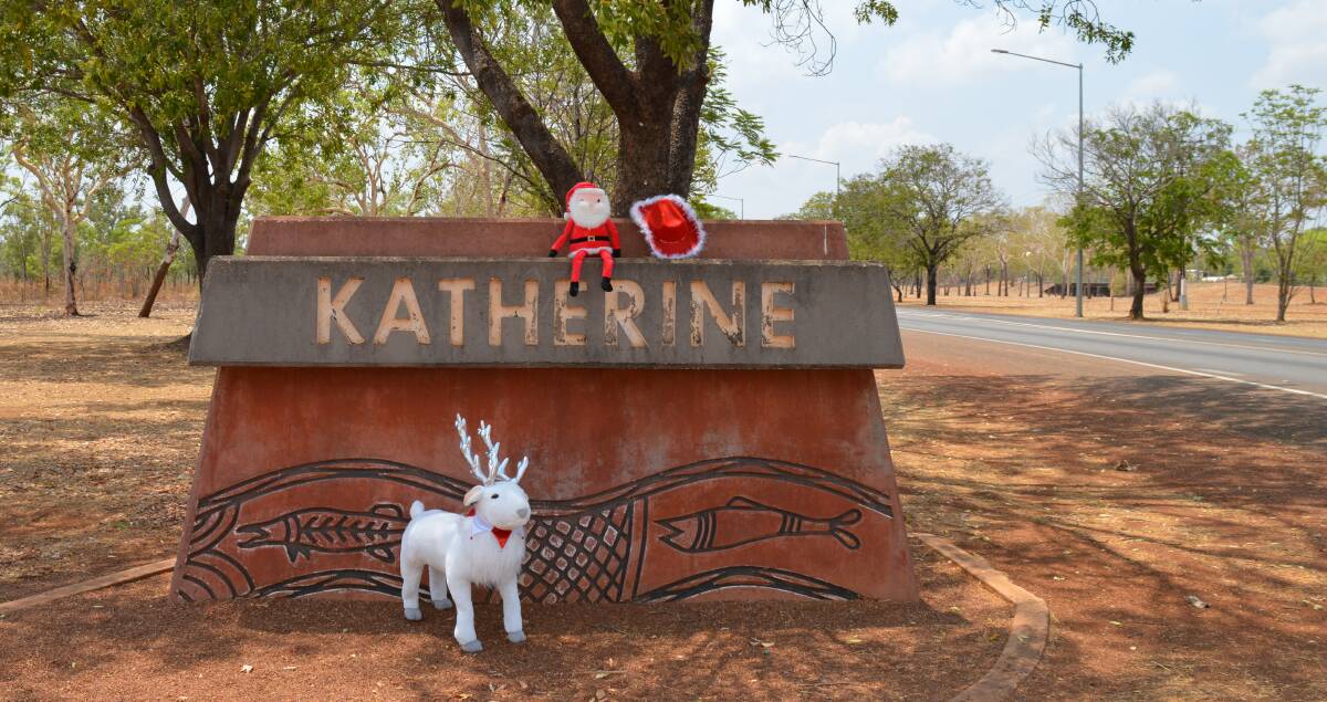 SIGHTSEEING: 'Snags' the reindeer and Santa travelled to all the Katherine hot spots in the lead up to Christmas. Picture: Chloe Follett.