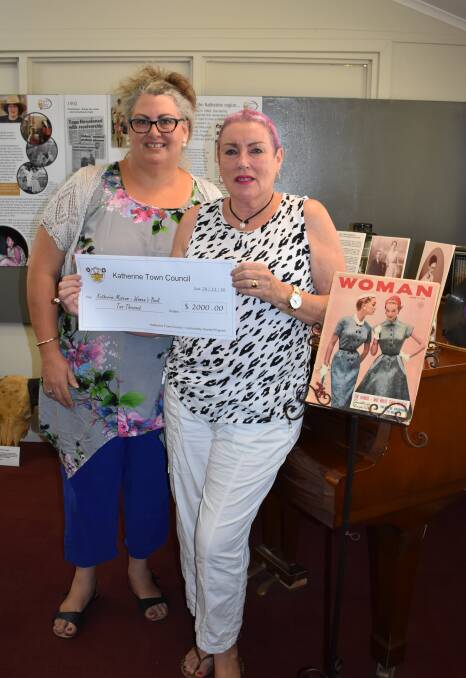 SUPPORT: Katherine Museum curator Simmone Croft and author Toni Tapp Coutts are thankful for sponsorship money from Katherine Town Council for the books. 