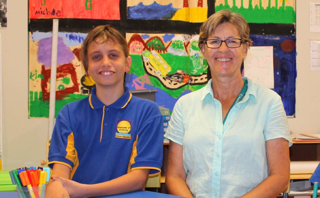 THANKS FOR EVERYTHING: Students at Kintore Street School like Michael Miller are thankful to have the support of teachers like Jan Thompson.