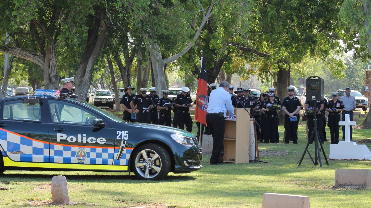 POLICE SUPPORT: The dedication of police was honored at a remembrance day ceremony in Katherine today. Picture: Chris McLennan.