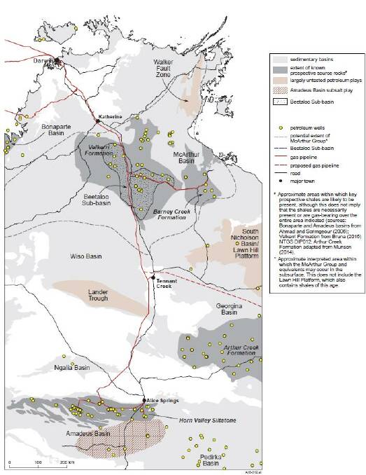 Where the gas is, map supplied by NT Government.