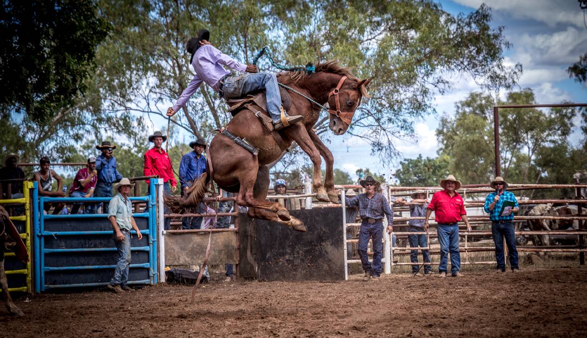 AIR TIME: Competition will be fierce for the buckles and end of season points at a big Mataranka rodeo on the weekend. Picture: EB Photography.