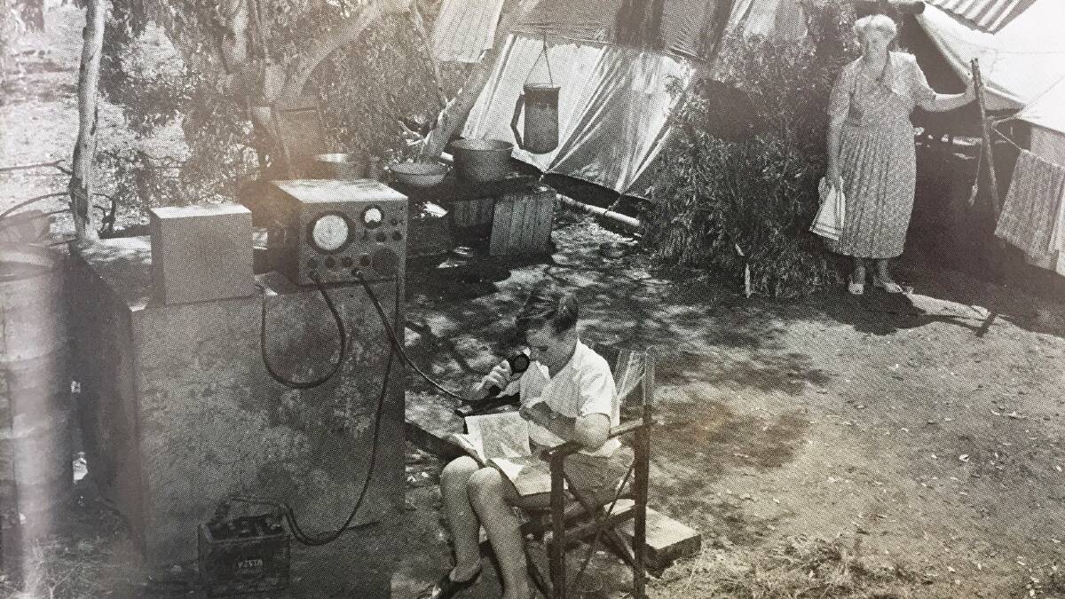 MAKING CONTACT: Barry Coles on air at a government contractors' camp in the 1960s. Picture: CDU Nursing Museum.