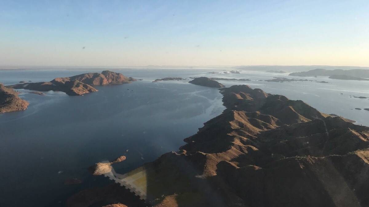 Flying over Lake Argyle in the Kimberley during the mission. Picture: Careflight.