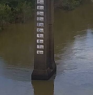 The river today is still falling towards one metre deep, is it a wet season record though. Picture: Katherine Town Council.