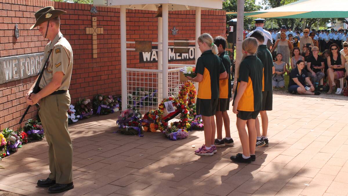 LAST POST: Students honour those who served their country at Tuesday's Anzac Day ceremony.