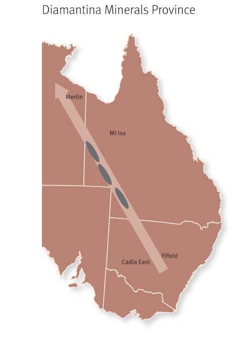 LONG STRETCH: The Diamantina Minerals province stretches diagonally from northern NSW, north west Queensland and into NT.