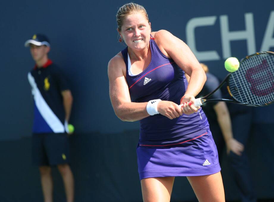 STRONG RETURN: Shelby Rogers from the USA strikes a strong backhand at the 2010 US Open and has won through the tough first and second rounds of the Australian Open. Picture: supplied.