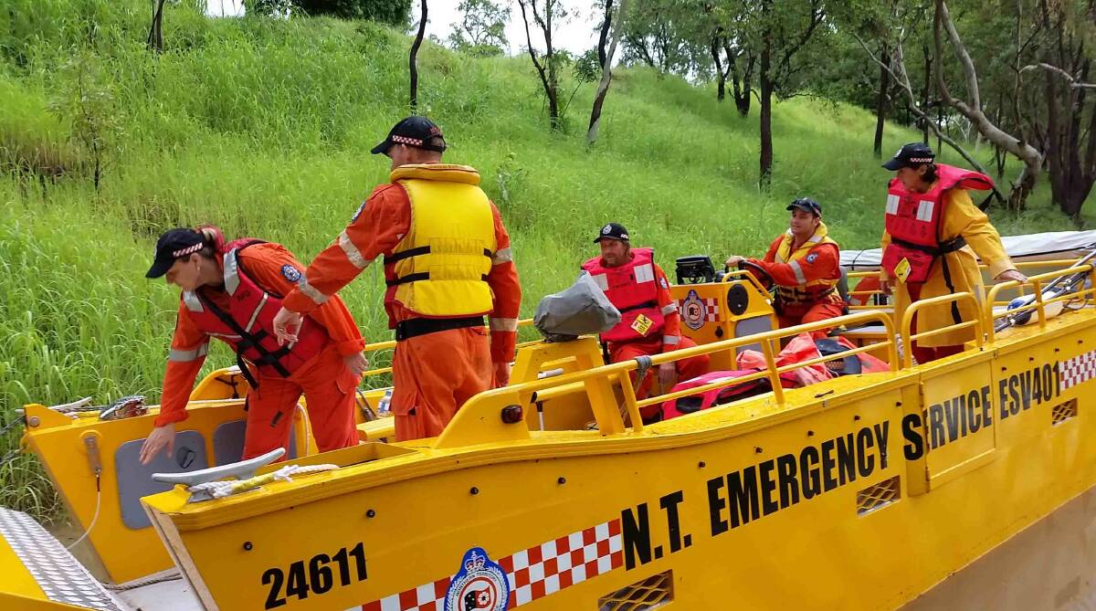 ASSISTANCE BOOST: Following its successful operation during the recent Daly River flood, volunteers from Katherine's Northern Territory State Emergency Service unit spend time getting familiar with their new boat.