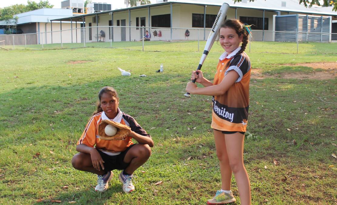 HEAVY HITTERS: Sarah McCartney and Jasmine Glass get ready to join fellow Katherinites as they represent the NT at the Pacific School Games in Adelaide next week.