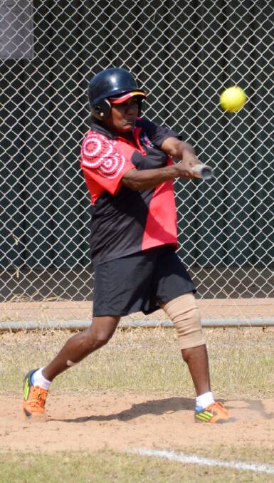 BATTER UP: Kerry Stretton unleashes at a loose pitch for Rebels during the team's round 10 Katherine Softball Association showdown against Nek Minnit on Saturday.