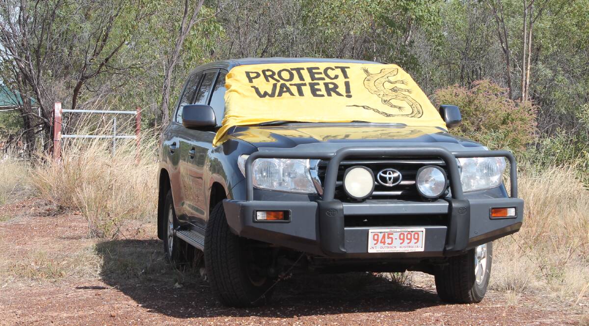 HIGHWAY PROTEST: Yellow signs were scattered across the Northern Territory, and wider Australia on Saturday, to raise awareness about the risks of fracking.