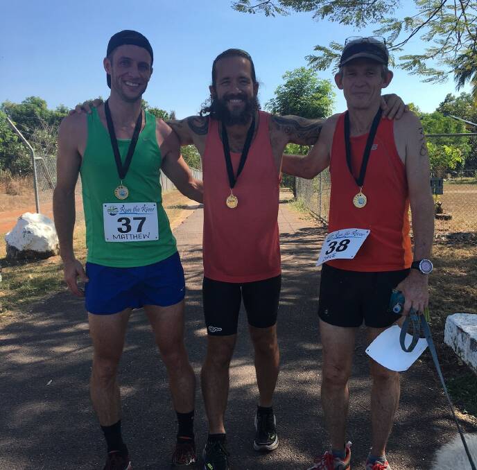 FULL MARATHON: Matthew Brady, Brad George and Dave Rumball were three out of the four to complete the full marathon on Sunday.