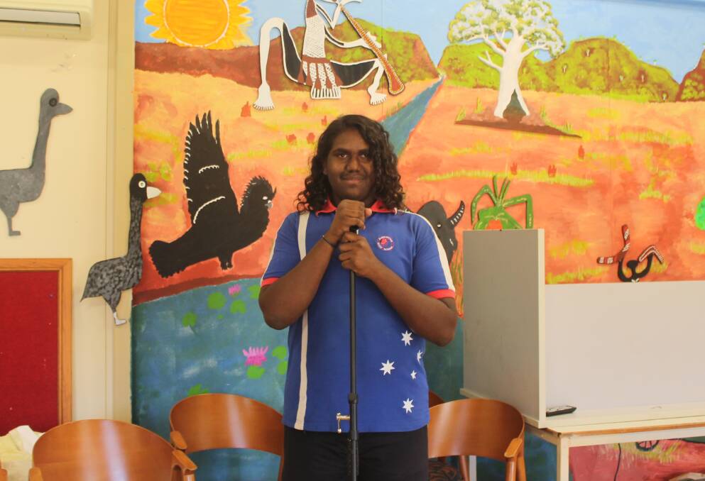 CLASS CLOWN: Borroloola teenager Chance Dixon, who attends Katherine High School, was crowned runner-up in the Class Clowns competition for his routine.