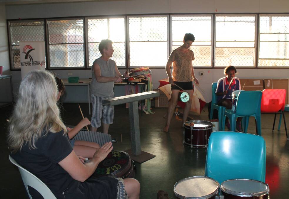 MUSIC GETS JUNKED: Katherine Regional Arts offered workshops in the lead-up to the 2016 Junk Festival, including junk percussion workshops.