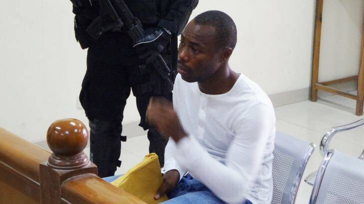 Michael Titus Igweh, who is facing execution in Indonesia within days, tells a court that police tortured him to extract a confession.
 Photo: Andri Donnal Putera