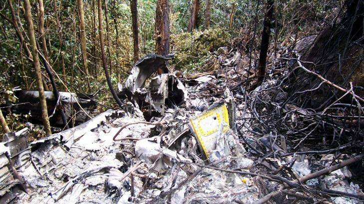 Wreckage of the Fairchild Metroliner that crashed near Lockhart River in far-north Queensland in 2005. Photo: Queensland Police