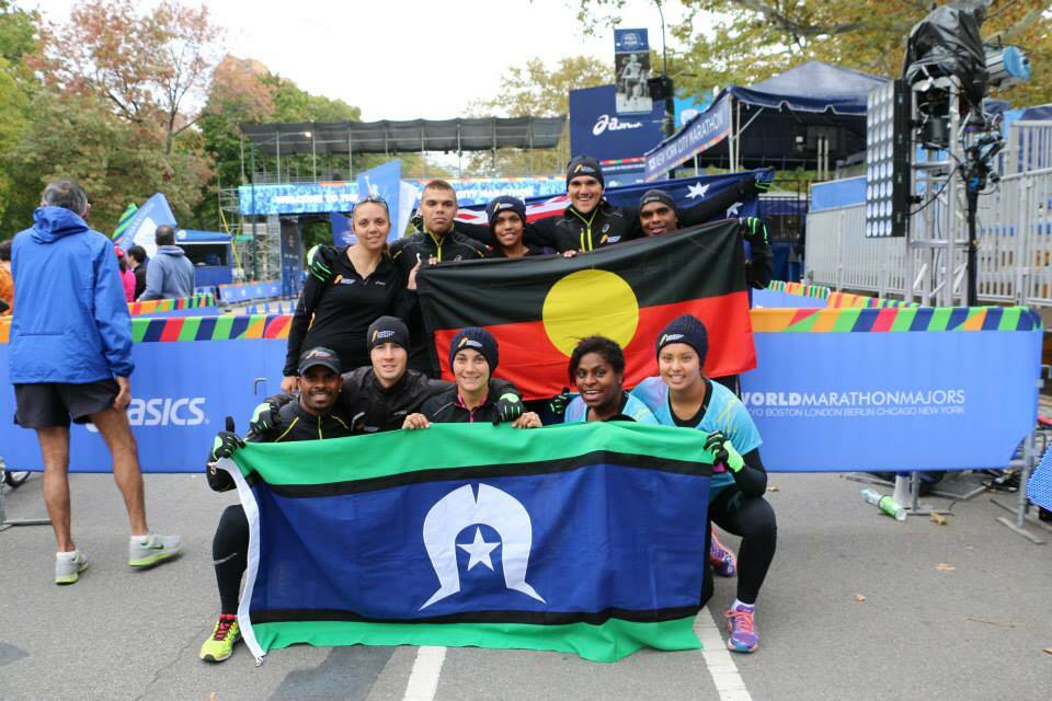 Allirra Braun poses with her teammates before the start of the New York City Marathon on November 2.