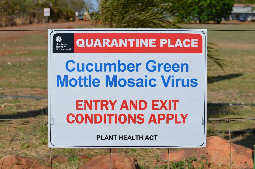 LOCK THE GATE: Four regions in the NT - including three around Katherine - have
been declared quarantine zones as authorities battle to contain CGMMV.