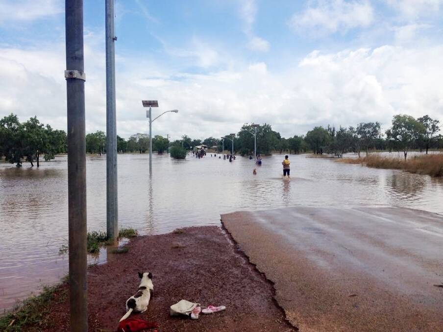 The Waterhouse River is causing inundation in the indigenous community of Beswick, south-east of Katherine. Photo: ROPER GULF REGIONAL COUNCIL