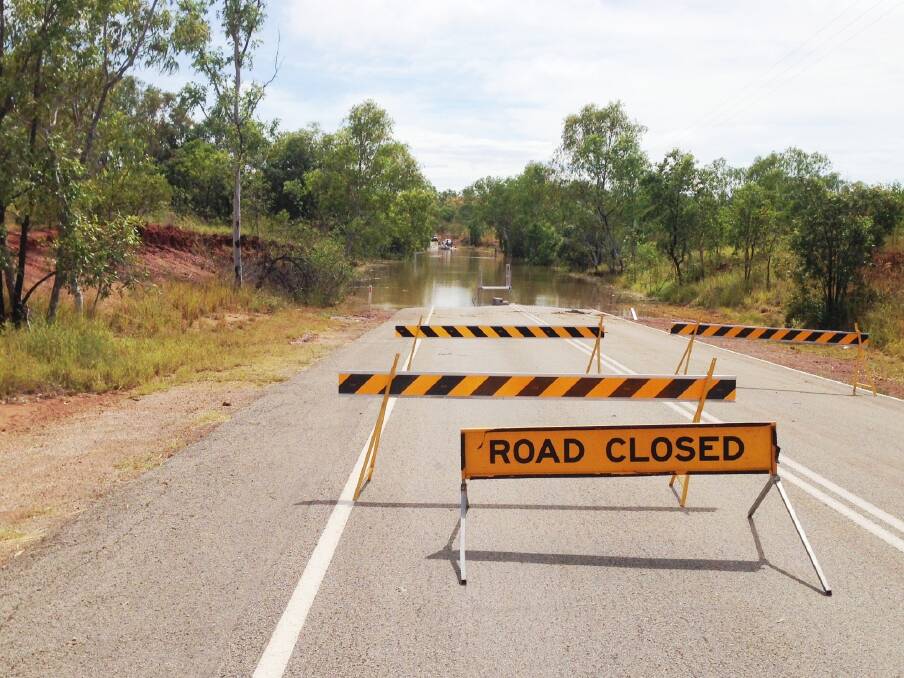ROAD CLOSED: At 11.30am on March 27, Gorge Road remained closed and was covered by more than one metre of water at Maud Creek.
