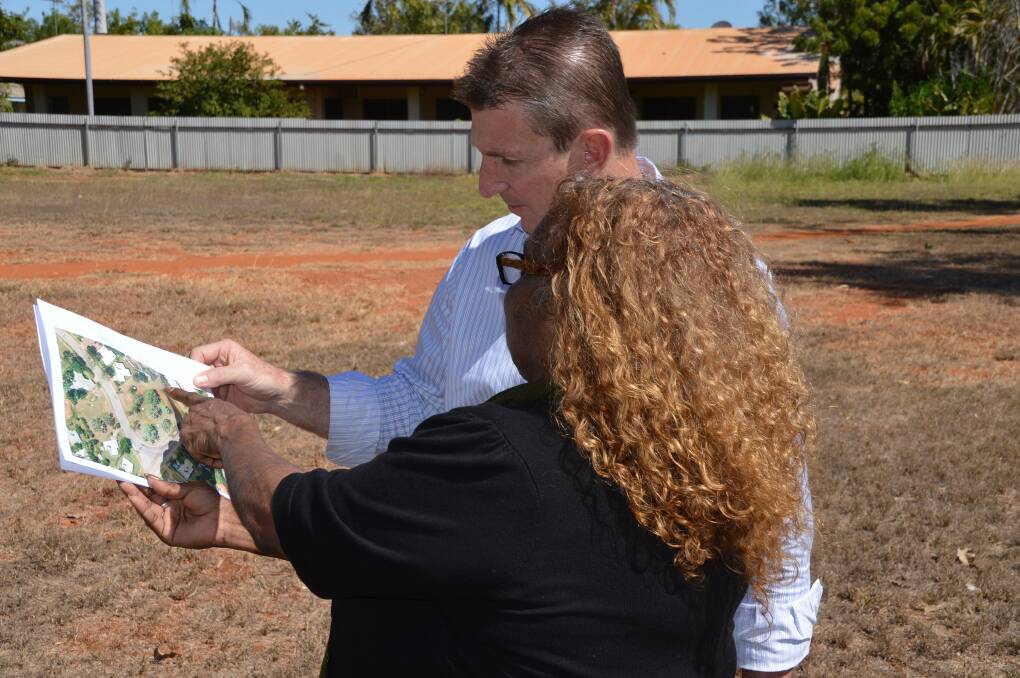 OVERDUE BUILD: Housing Minister Bess Price and Member for Katherine Willem Westra van Holthe get familiar with the Acacia Drive development on June 19.