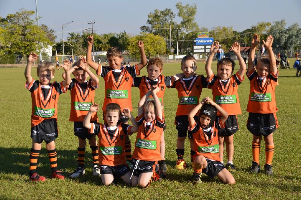 The under-6 Bushrangers celebrate Katherine Junior Rugby League’s  NRL One Community Grassroots Club of the Year nomination.
