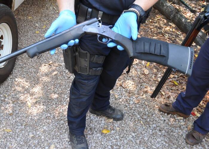 BUSTED: One of the 12-gauge shotguns seized by police during a Katherine raid on October 21. Photos: Northern Territory PFES.