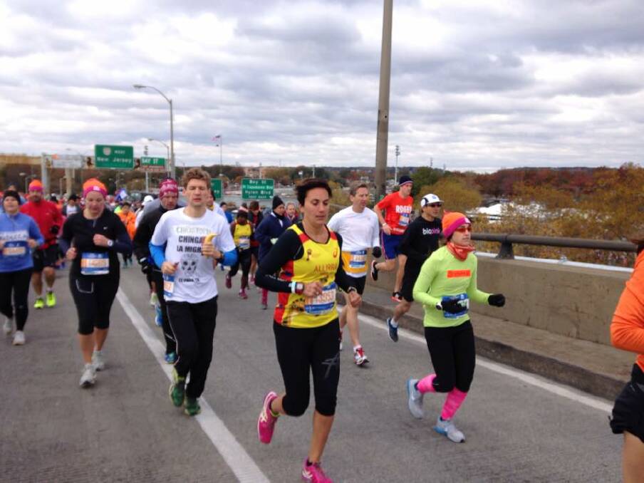 MARATHON EFFORT: Katherine runner Allirra Braun hits her stride during the New York City Marathon at the weekend.