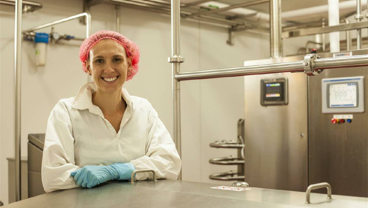 Little Big Dairy Company director Emma Elliott in the milk factory of the family-owned, Dubbo-based business. 