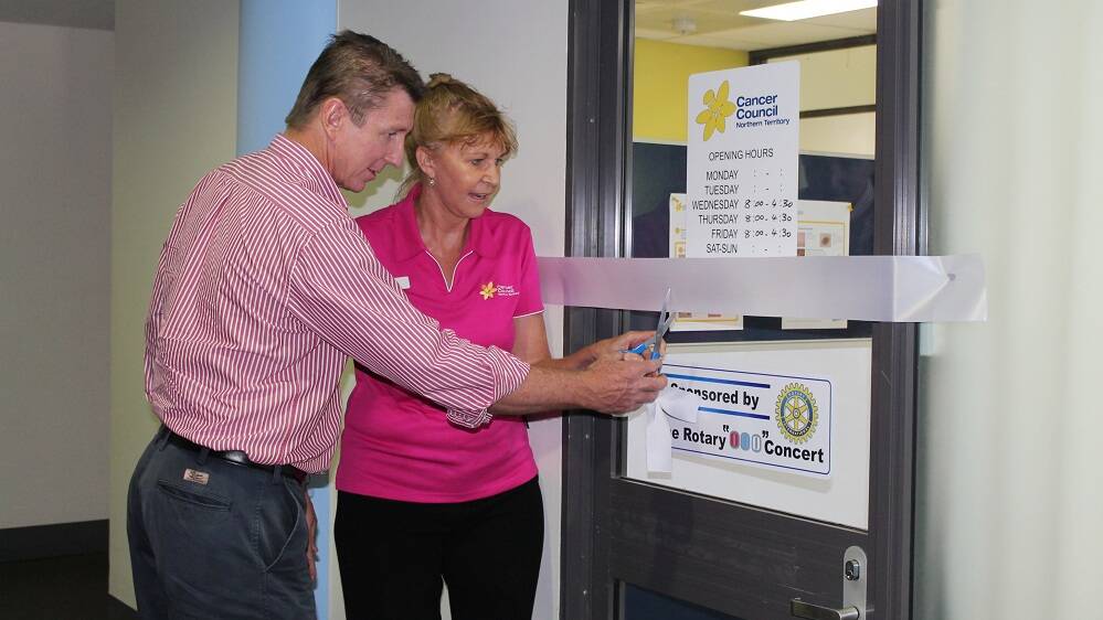 SUPPORT MILESTONE: Member for Katherine Willem Westra van Holthe and Cancer Council NT CEO Kathy Sadler open the new office on Friday.