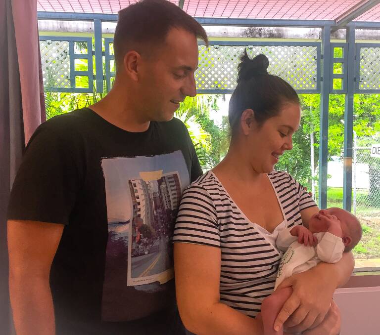 RUSHED DELIVERY: Katherine mother, Kirsty Doel, delivered baby Hugo in the ambulance bay of the town hospital last night. 