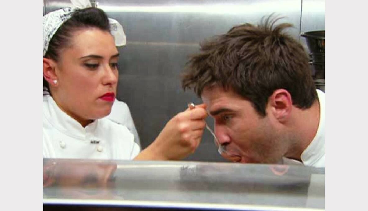 Katherine stockman Lynton Tapp competes in the 2013 Masterchef kitchen. Picture: Channel 10