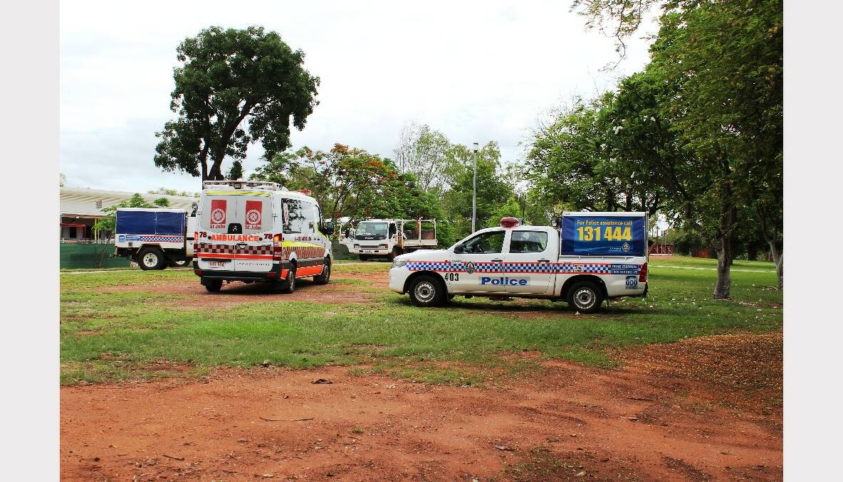 Police have set up a crime scene at Ryan Park in Katherine where a man lost his life in an altercation earlier today. 