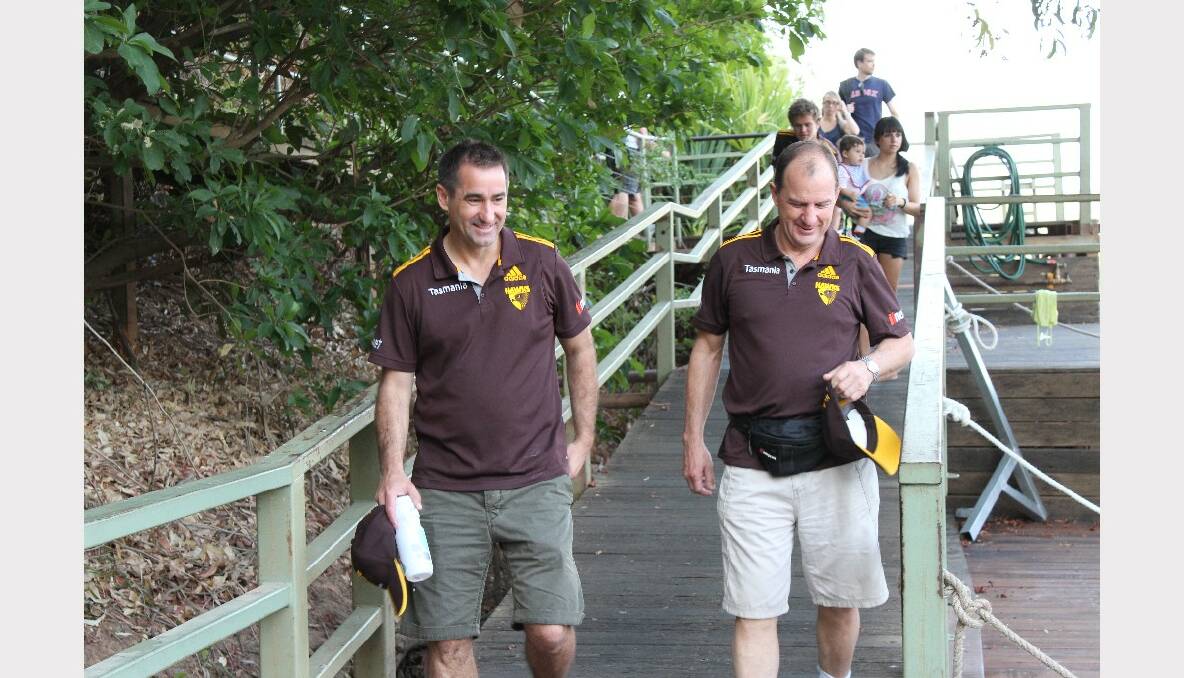 Several current and former Hawthorn FC players - and the mighty premiership cup - visited Katherine's Nitmiluk Gorge today as part of the Club's community engagement program.