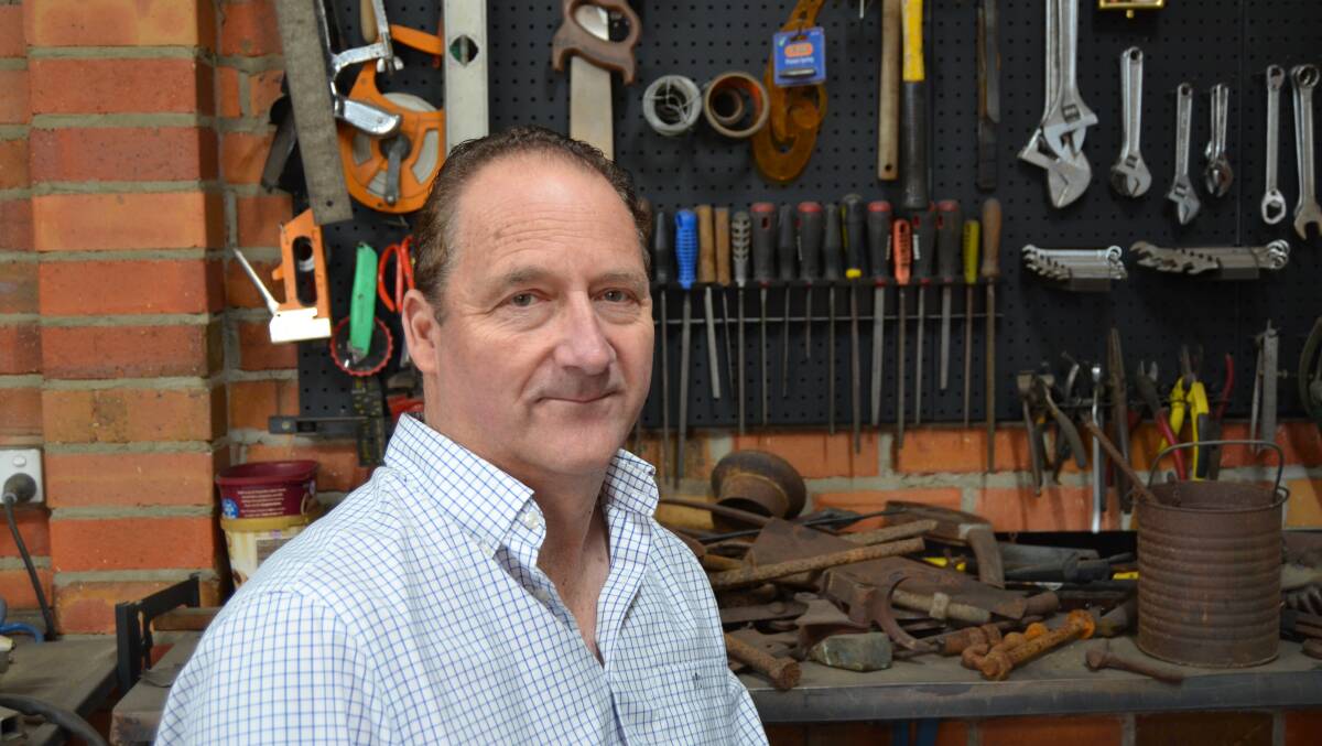 WORKSHED: Mr Connor had a collection of metal pieces ready to be made into his next piece of artwork. Picture: ALISON FOLETTA