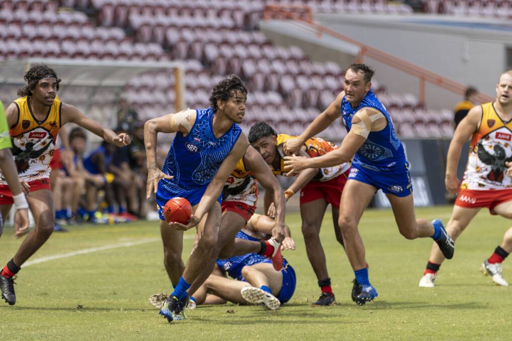 Big Rivers Football League played their first representative game against the Redtails since the Central Australia team officiated over the weekend in Darwin. Picture: AFLNT Media, Celina Whan. 