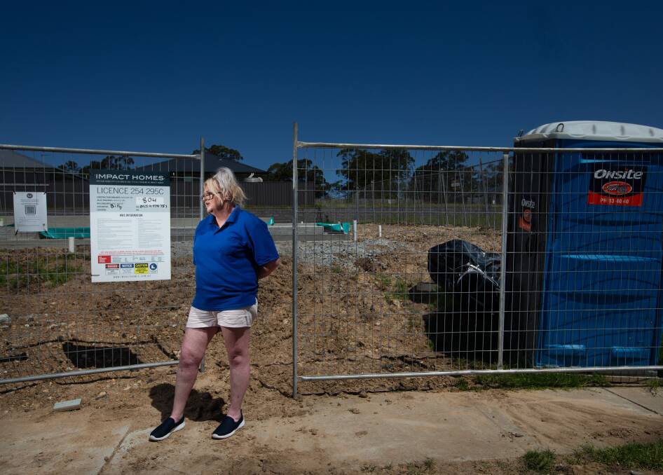 Sara Conlan at the site of her dreamed-of Privium home, which remains in limbo.