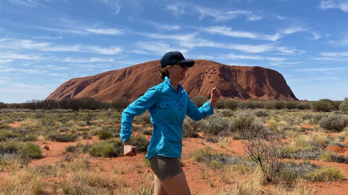 KWILS Support Worker Jayne Campbell is doing part of her run around Uluru. Picture: Supplied