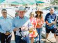 Deputy Prime Minister Barnaby Joyce at the Katherine Pool on Monday, alongside CLP Lingiari candidate Damien Ryan, Senate candidate Nampijinpa Price and representatives from Katherine Town Council. Picture: Supplied