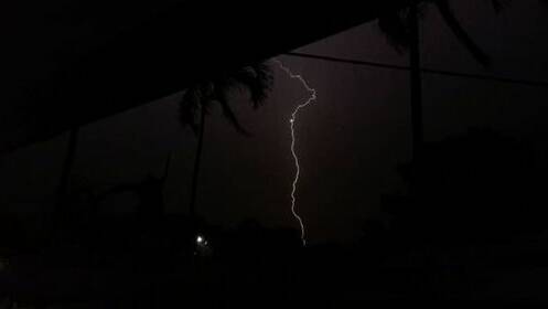 A lightning crack seen in Katherine on Tuesday night. Picture: Katie Kate