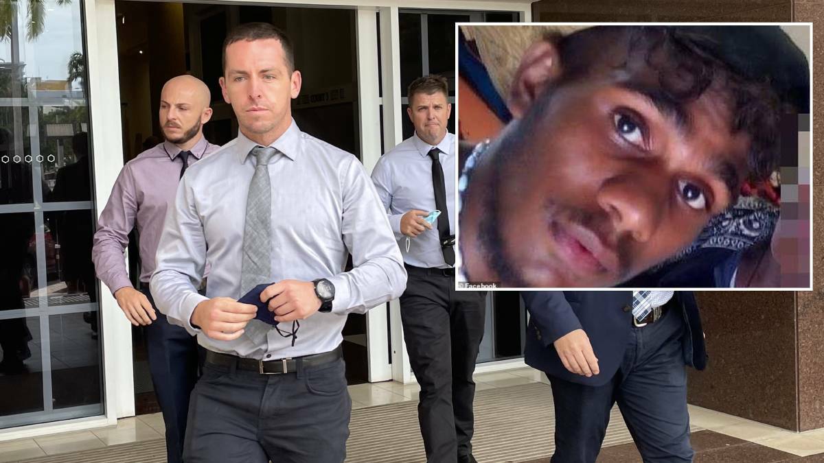 Zachary Rolfe (left) stands charged with the murder of 19-year-old Kumanjayi Walker (inset). Pictures: Sarah Matthews, Facebook