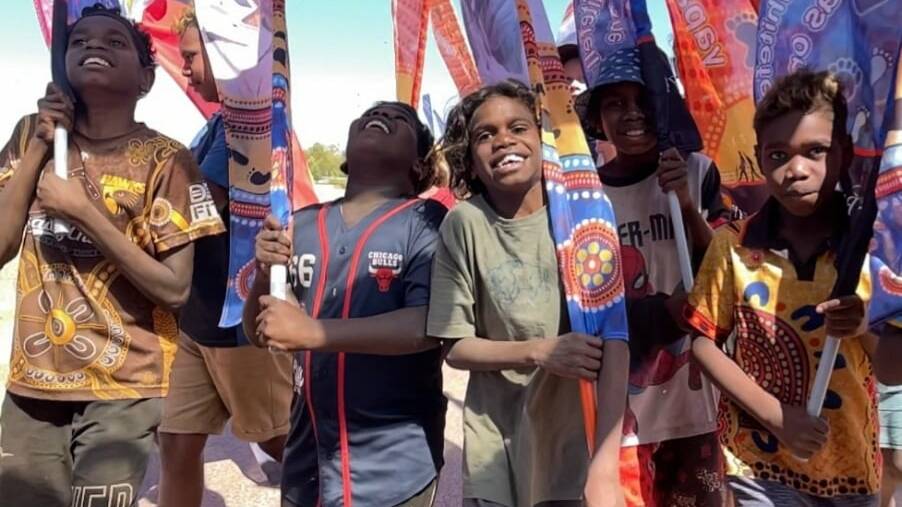 The kids of Kalkarindji celebrated the 55th anniversary of the Wave Hill Walkoff. Picture: Facebook