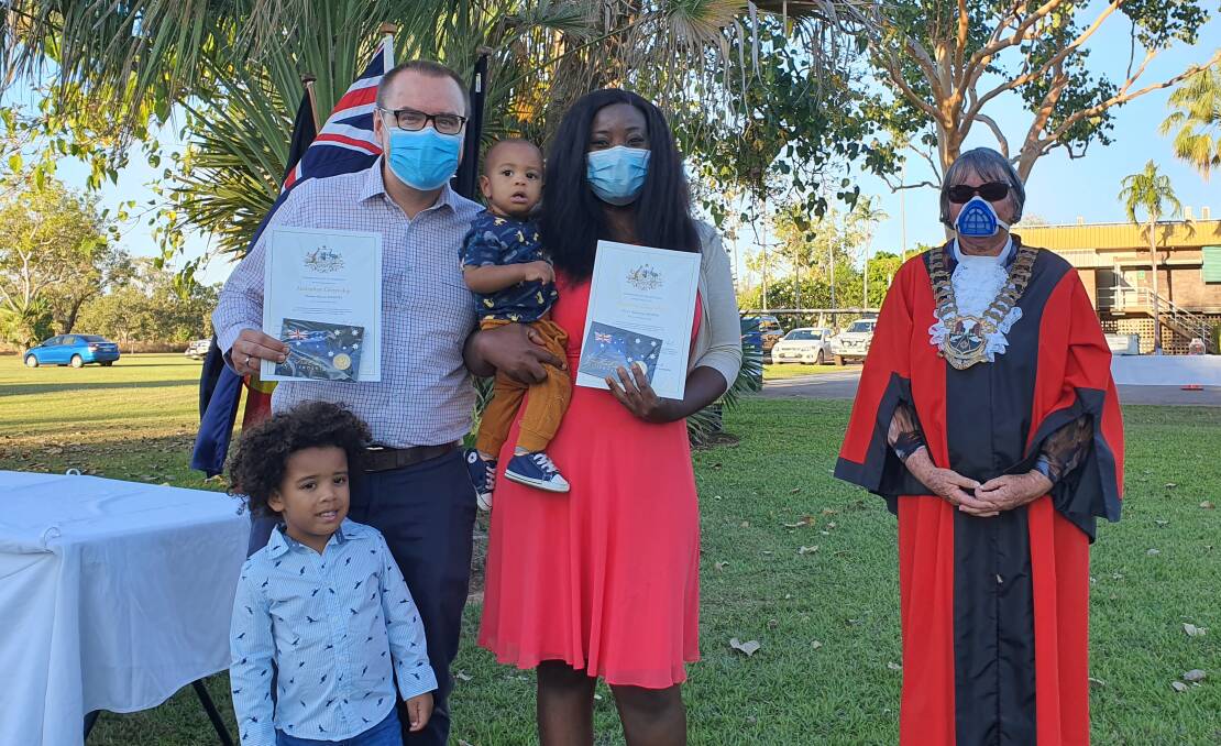 Thomas, Elorita, Vince and Josh Sadecki at last week's Katherine Australian Citizenship ceremony. Picture: Supplied