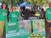 Greens Senate candidate Jane Anlezark (second from left) at the Katherine markets. Picture: Supplied