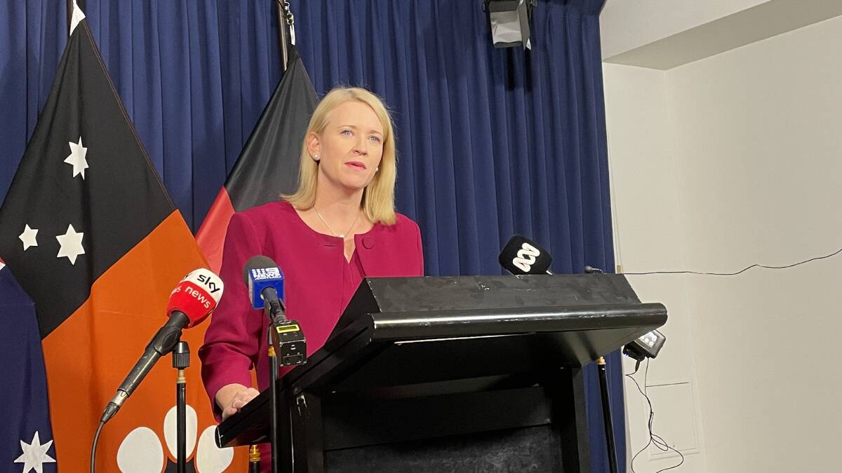Acting Chief Minister Nicole Manison addressed media on Monday. Picture: Sarah Matthews