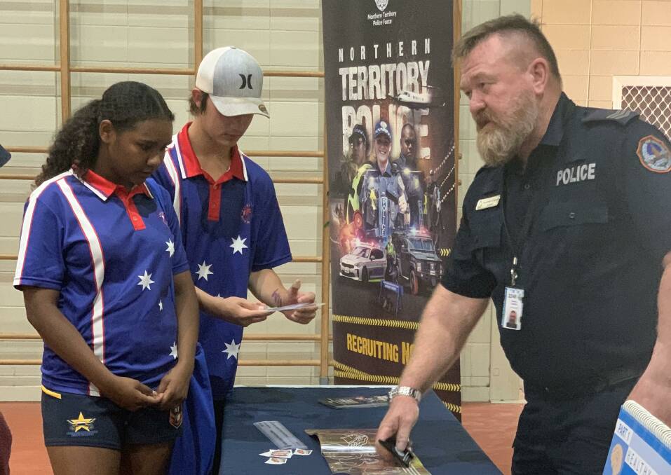 Katherine High School students chatting to a representative from NT Police. Picture: Supplied