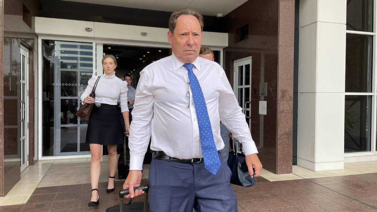 LEGAL TEAM: Zachary Rolfe's lawyer David Edwardson QC leaves the Darwin Supreme Court on Tuesday. Picture: Sarah Matthews