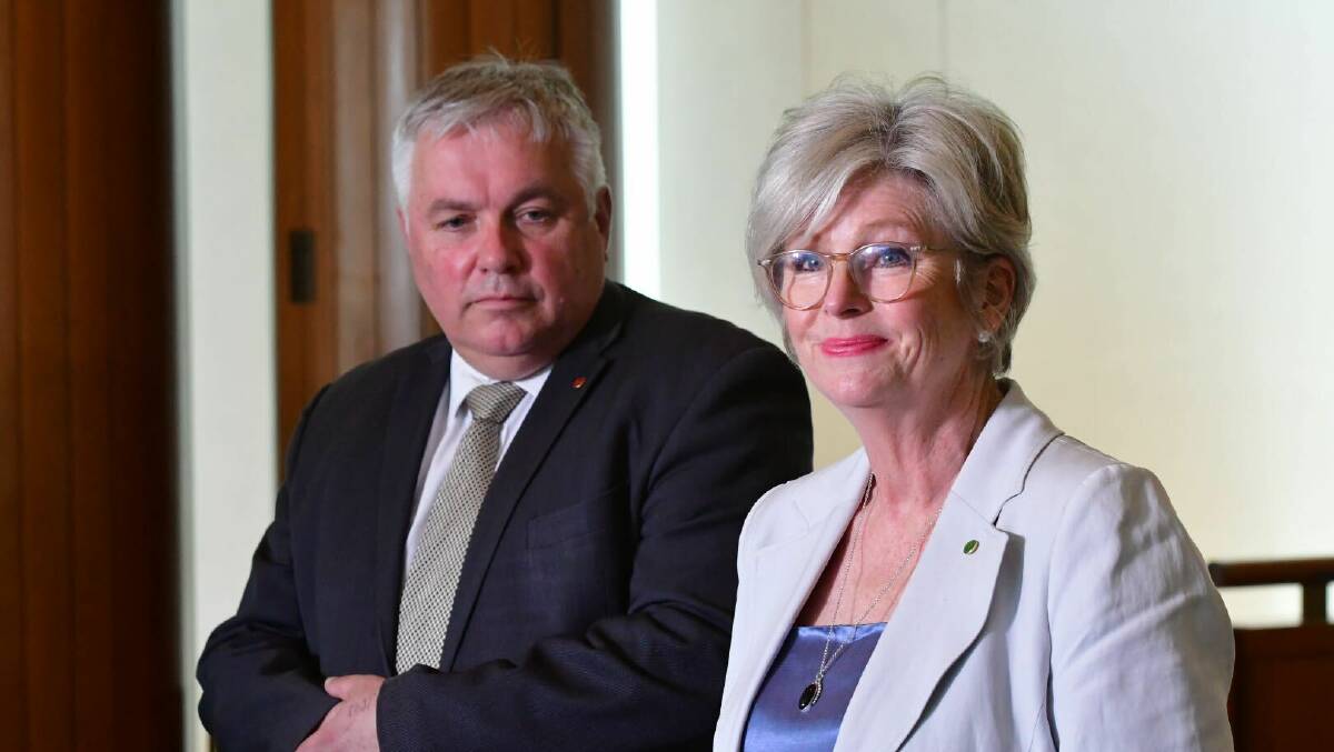Senator Rex Patrick (right) and independent MP Helen Haines. Picture: Elesa Kurtz